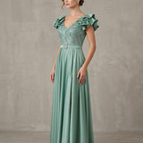 abito lungo rouche con paiette LH227AL SALVIA LUDOVICA HASSLER 