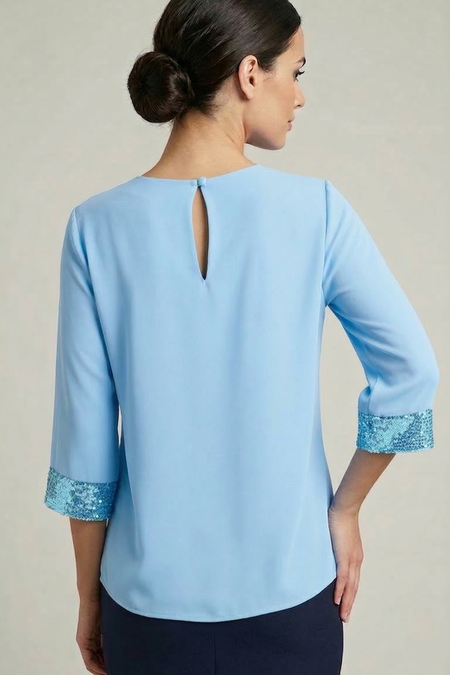 Blusa Elegante con Polsini in Paillettes FFSUSY CELESTE MARICLA 