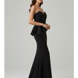Abito a sirena con baschina ANT138GE NERO ANTILLE ELEGANCE 