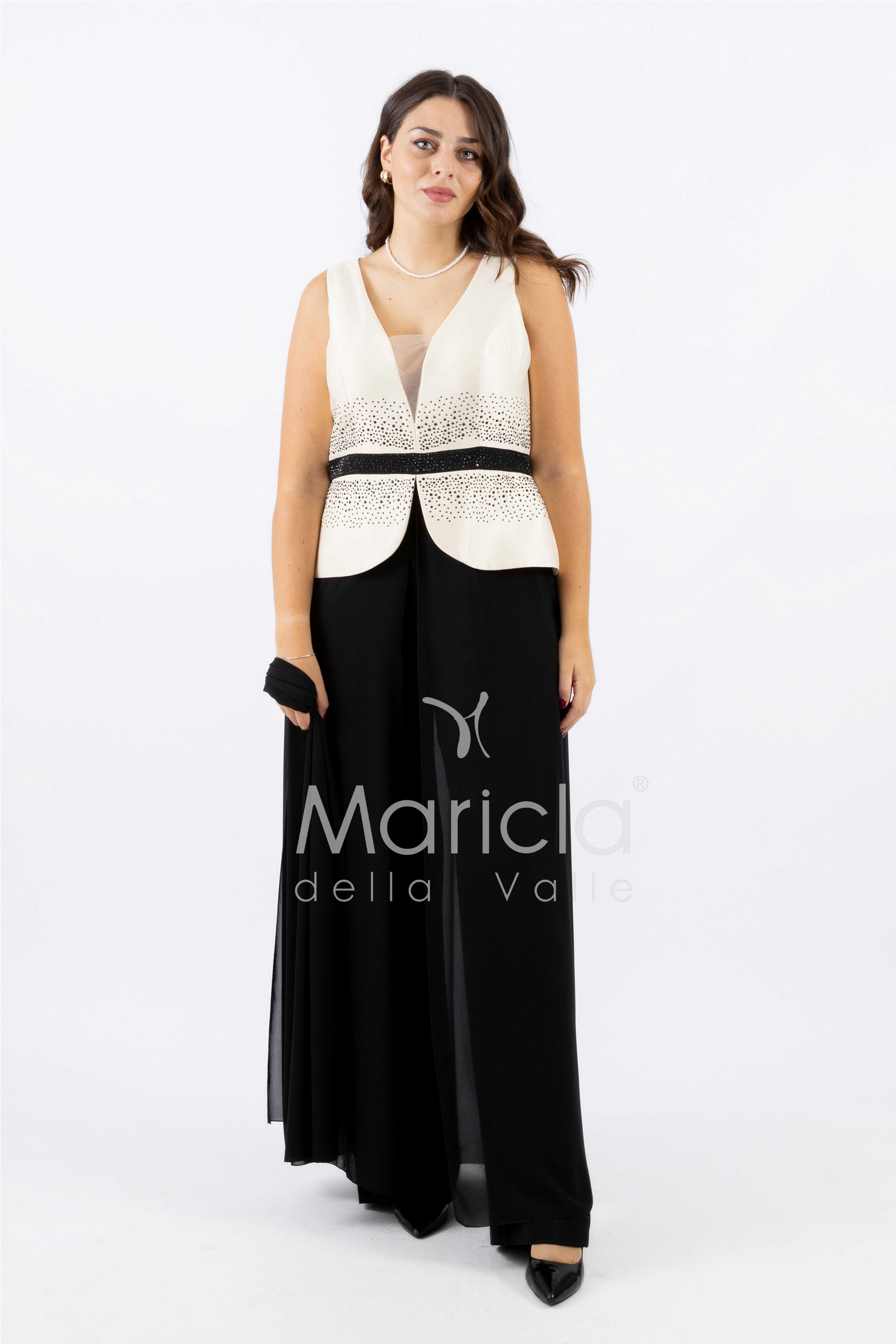 tuta con baschina e strass SH611 NERO SHARON 