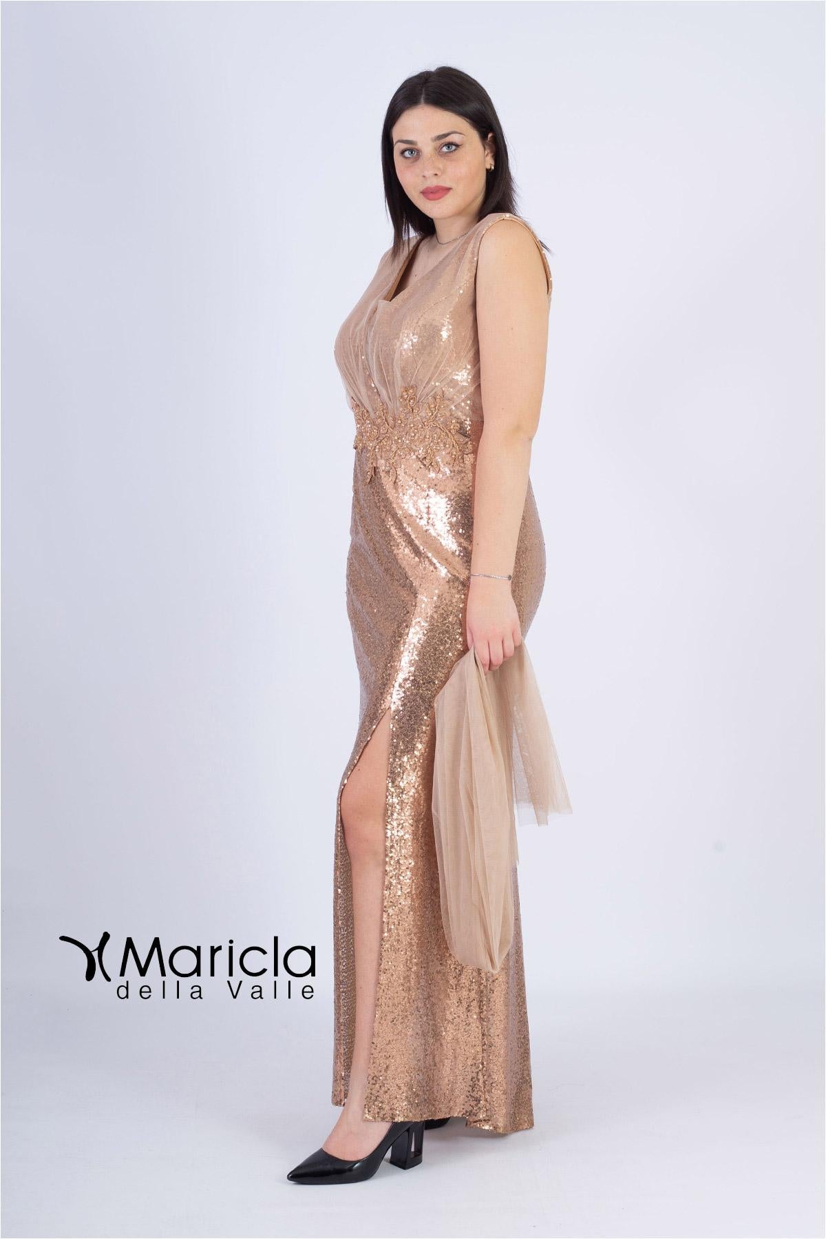 lungo paiette JC34570 CHAMPAGNE MARICLA ELEGANCE 