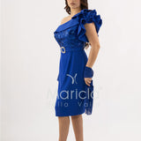 abito midi corpetto strass monospalla SH865AC ROYAL SHARON 