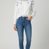 Camicia Over con Ricami Floreali e Dettagli Strass CF50100 BIANCO CARLA FERRONI 