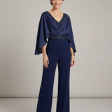 tuta scollo sceso e strass LH101TU BLU LUDOVICA HASSLER 