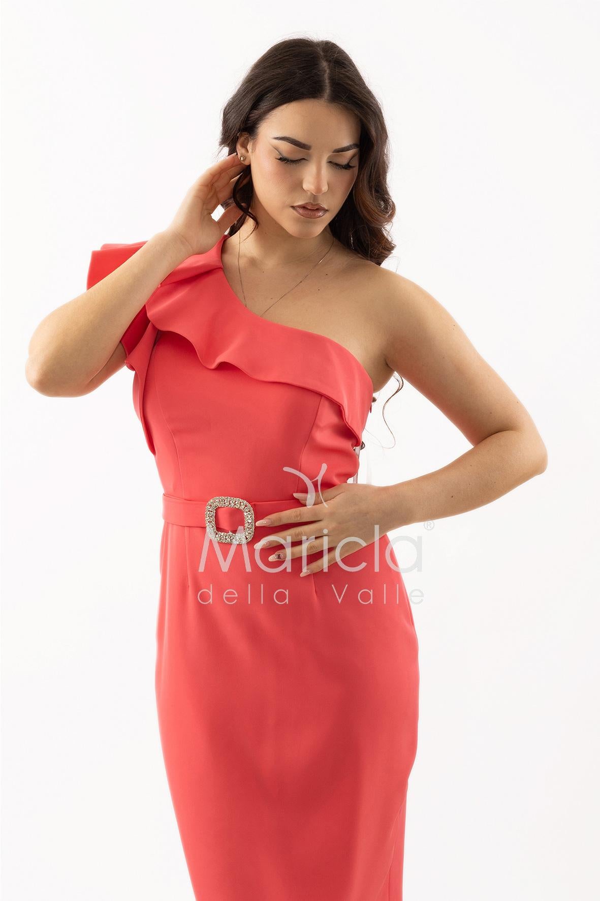 abito midi monospalla cintura gioiello SH841AC CORALLO SHARON 