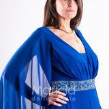 abito lungo con strass e manica aperta PF314 ROYAL PAOLA FORTI 