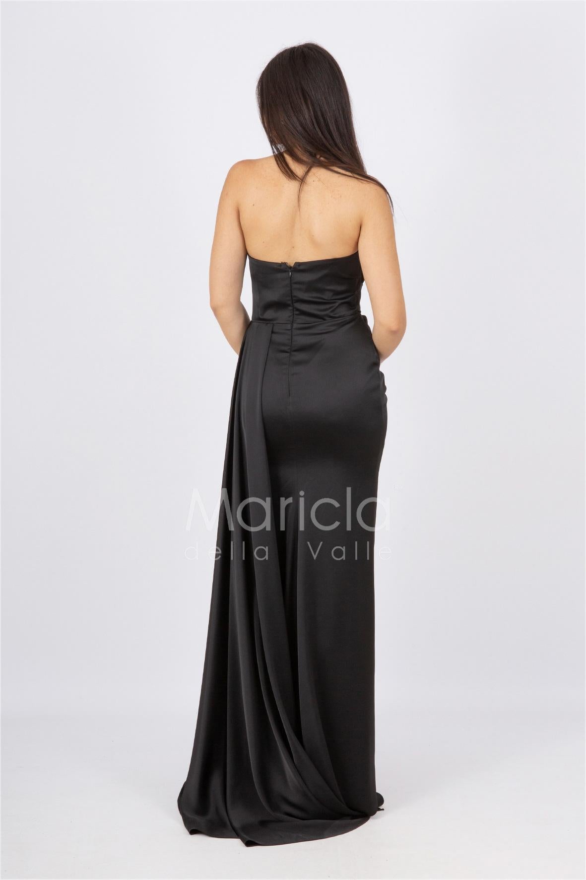 abito con scollatura pietre CAR58080 NERO MARICLA ELEGANCE 