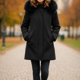 Giaccone con cappuccio in pelliccia LIN3440 NERO MARICLA 