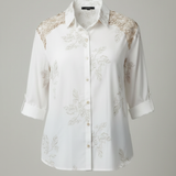 Camicia Ricami Floreali e Inserti in Pizzo DALIA BIANCO MARICLA 