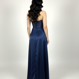 abito steccato con trasparenza e spacco HC5117 BLU MARICLA ELEGANCE 