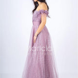abito piume e fiori glitter JC35022 UVA MARICLA ELEGANCE 