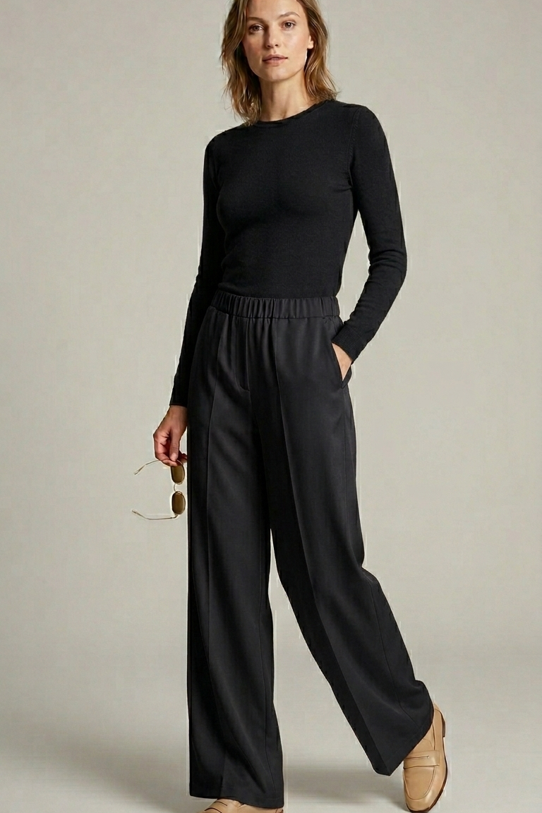 pantalone palazzo tasca PER26106 NERO MARICLA 