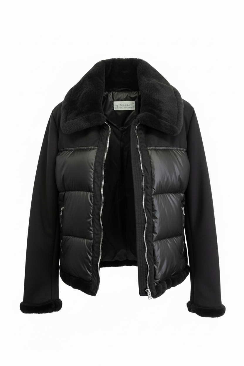 giaccone medio piumino e pelliccia AZ43P NERO MARICLA 