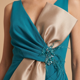 abito con fiocco bicolore ALC16 SMERALDO MARICLA ELEGANCE 