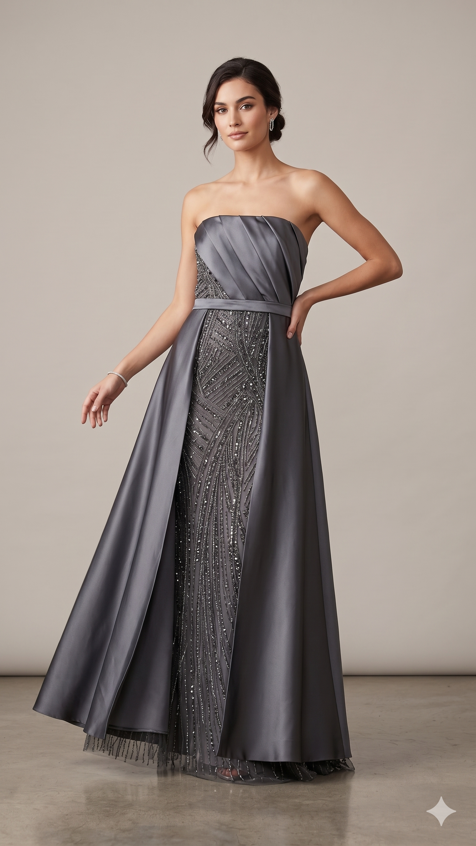 Abito a sirena con strass ALC17 GRIGIO MARICLA ELEGANCE 