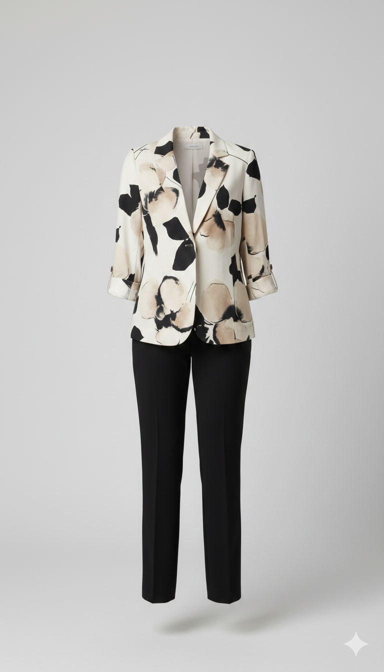 tailleur con giacca fantasia ATENA NERO MARICLA 