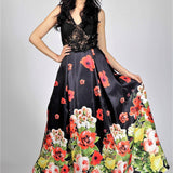 Abito lungo floreale BB27401 NERO MARICLA ELEGANCE 