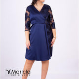 tubino con manica pizzo SP220012 BLU SONIA PENA 