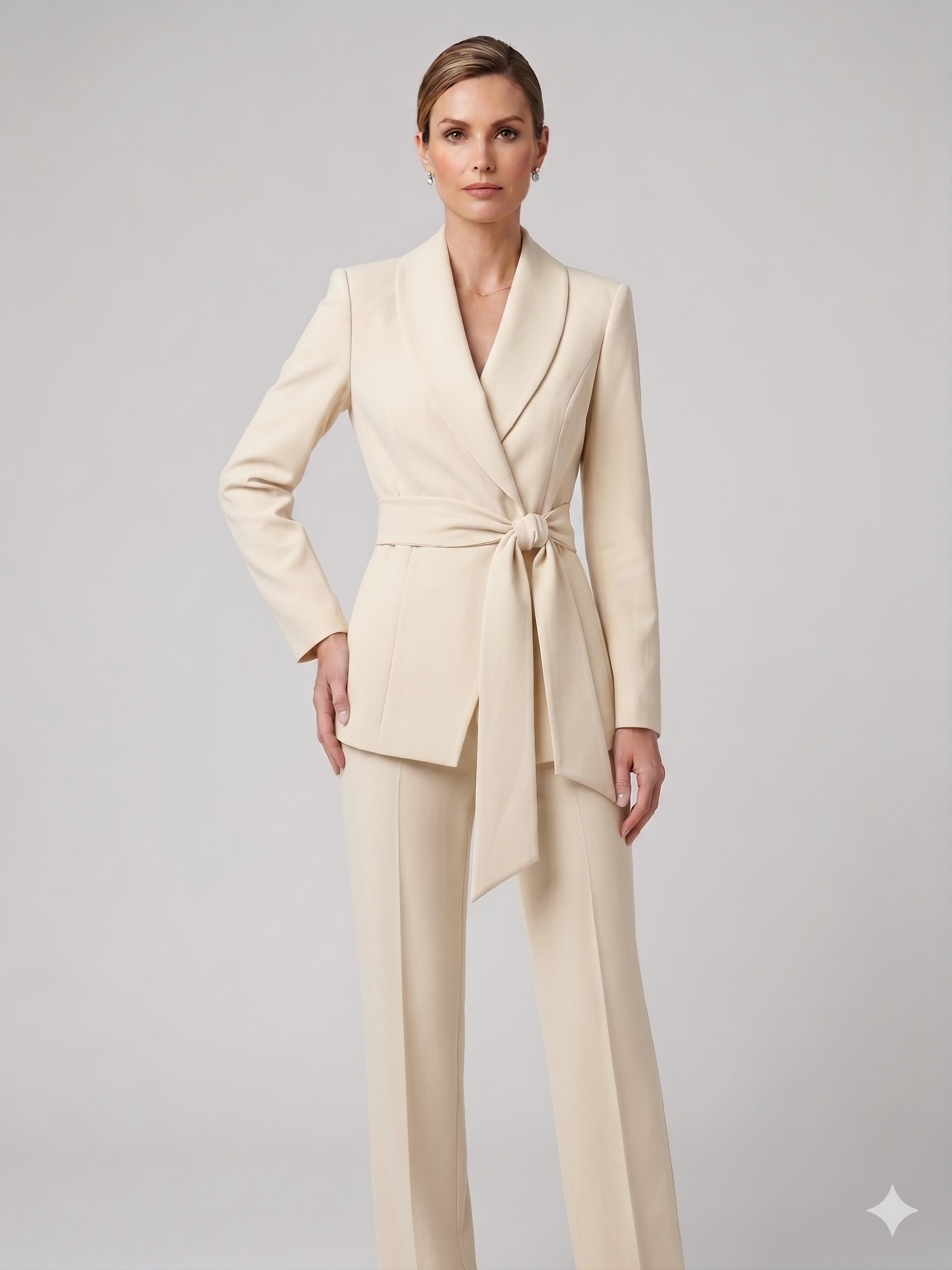 Tailleur sciallato con cintura EC04623 BURRO MARICLA 