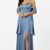 Abito con spacco e scollo a cuore JC35424 INDACO MARICLA ELEGANCE 