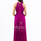 Abito lungo in chiffon con scollo americano FI7518 FUCSIA MARICLA ELEGANCE 