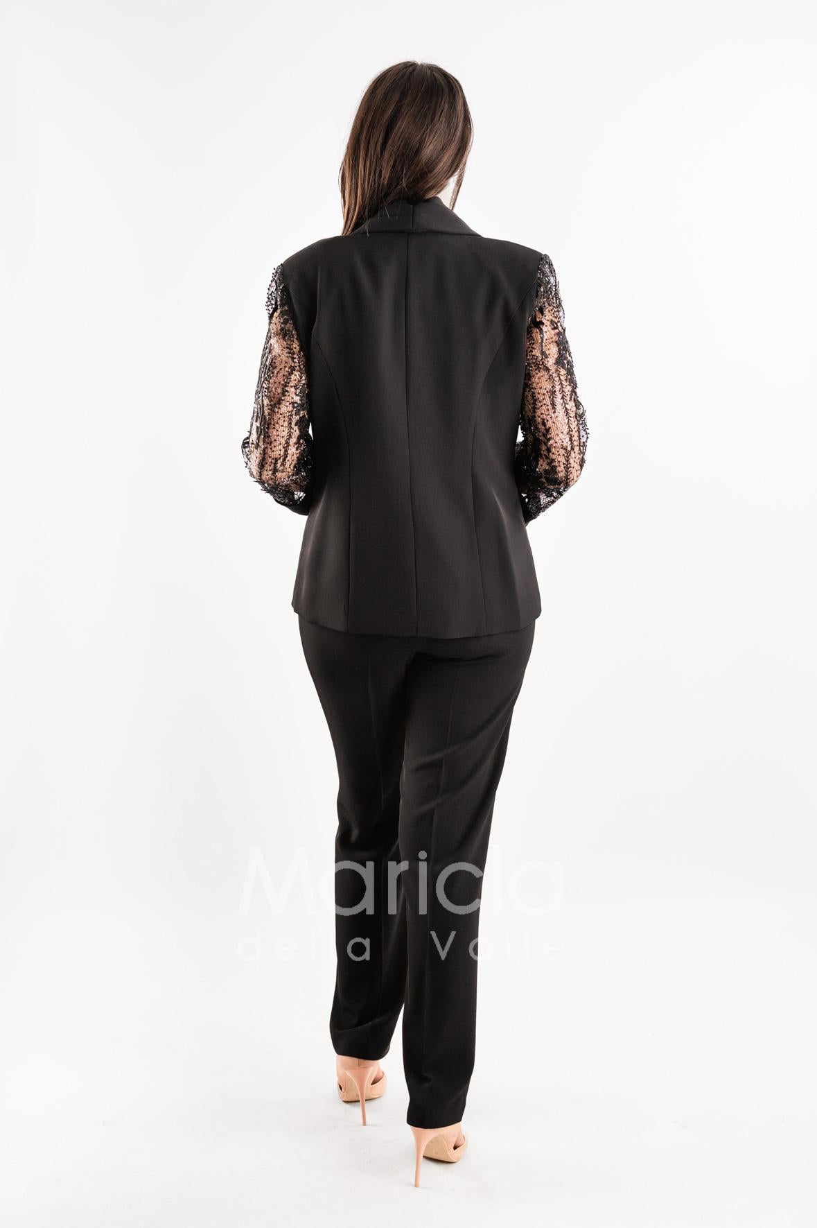 tailleur 3 pz ricamati PF217 NERO PAOLA FORTI 