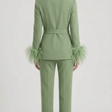 tailleur doppio petto con piume EC04602 ORIGANO MARICLA 
