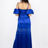 abito lungo con drappeggio RG1050 ROYAL GIGLI CERIMONIA 