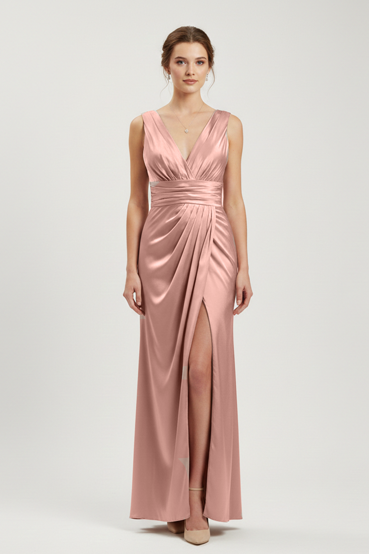 abito lungo con scollo sceso e spalla larga HC9682 ROSA MARICLA ELEGANCE 