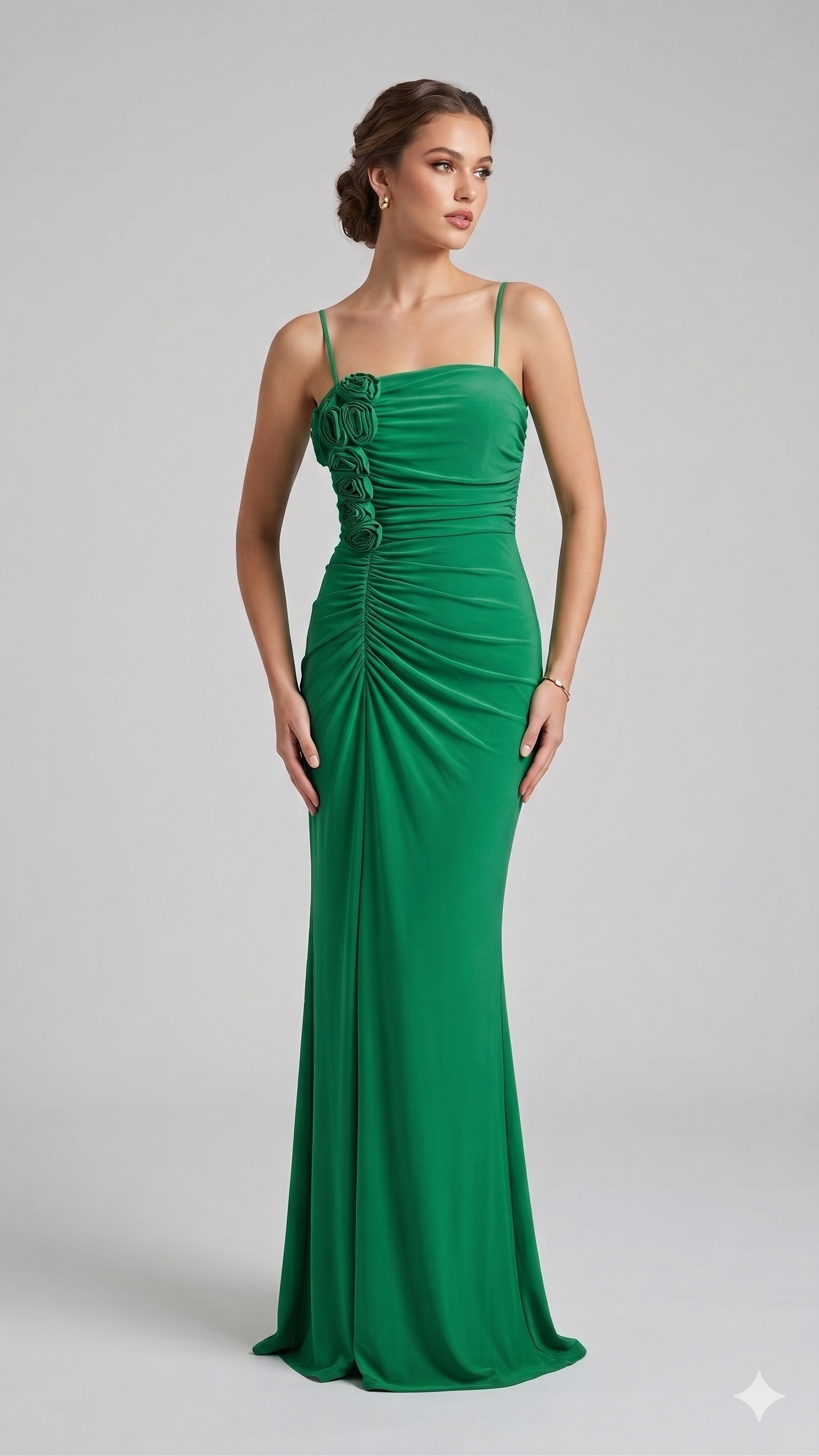 abito roselline laterali FI11096 VERDE MARICLA ELEGANCE 