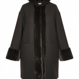 giaccone con cappuccio bordato con pelliccia ROMI2738 MORO MARICLA 