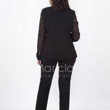 tailleur collo ricamo PF416 NERO PAOLA FORTI 