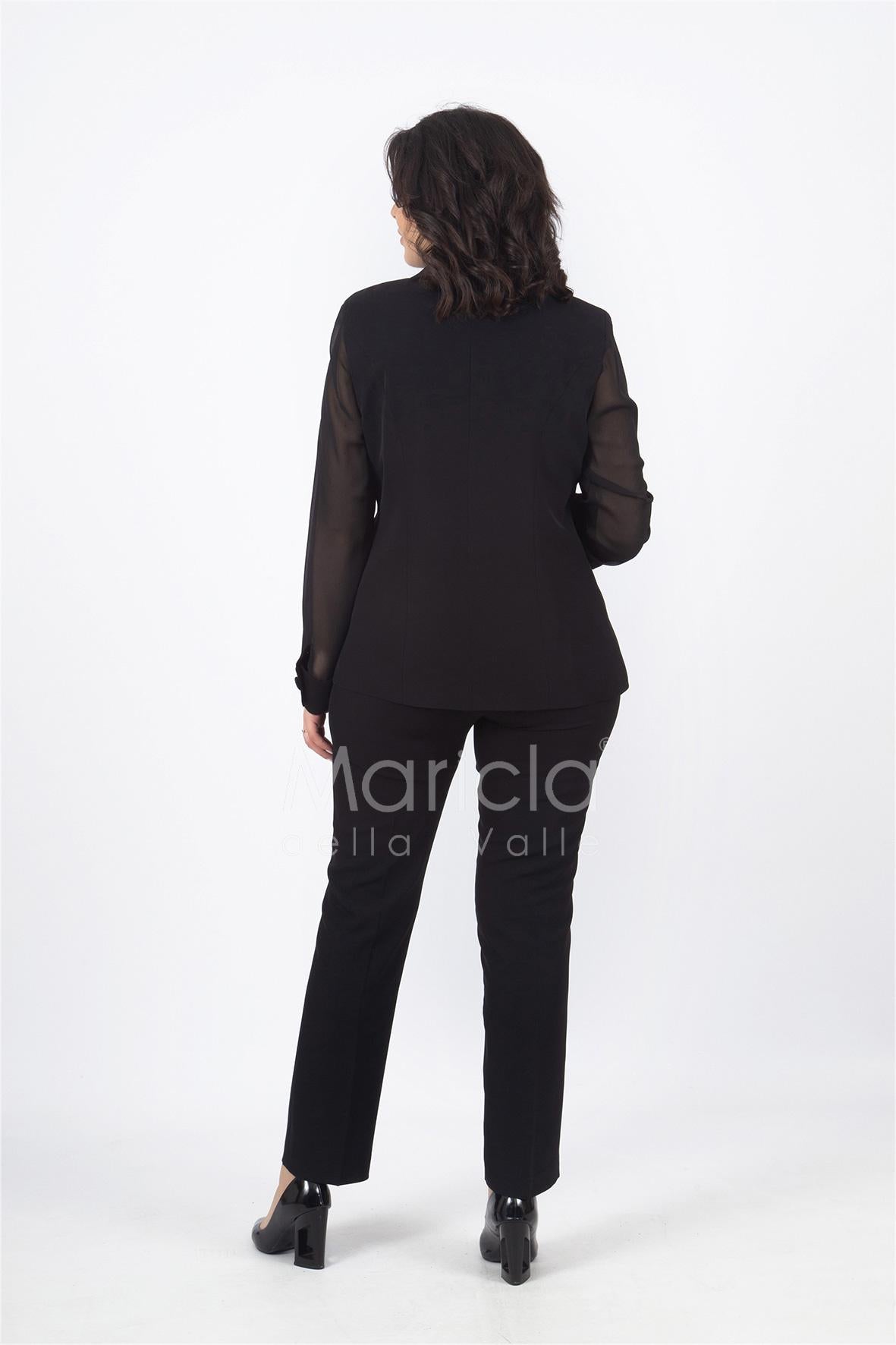 tailleur collo ricamo PF416 NERO PAOLA FORTI 