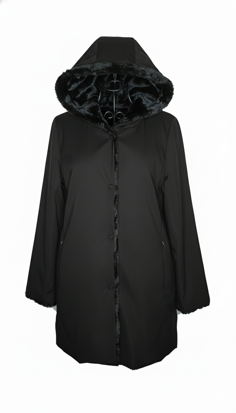 ecomontone spalmato reversibile pelliccia GIOIA NERO MARICLA 