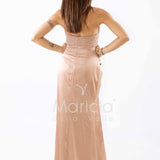 abito lungo raso drappeggio DEG55494 BRONZO MARICLA ELEGANCE 