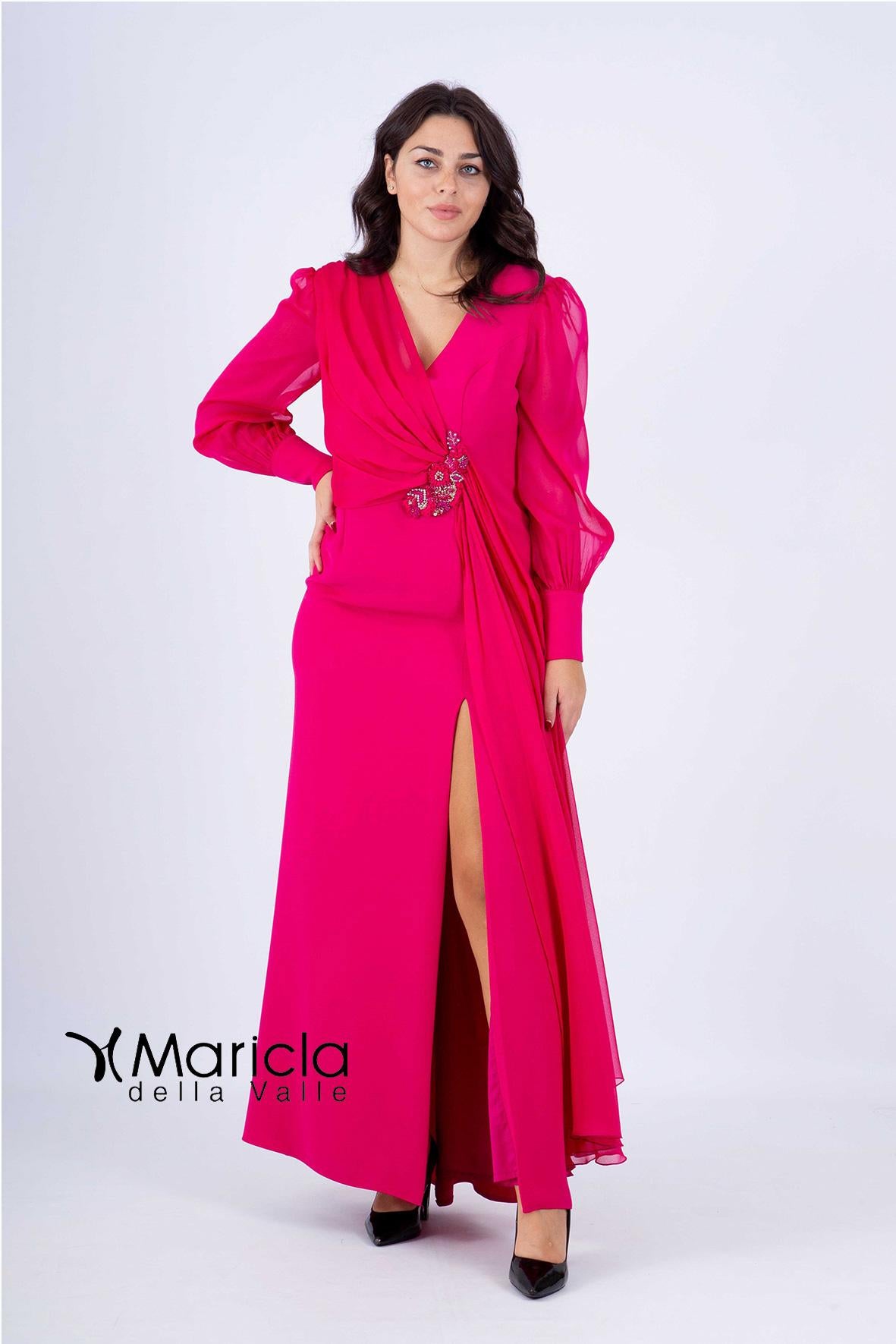 lungo con applic.floreali SP220003 FUXIA SONIA PENA 