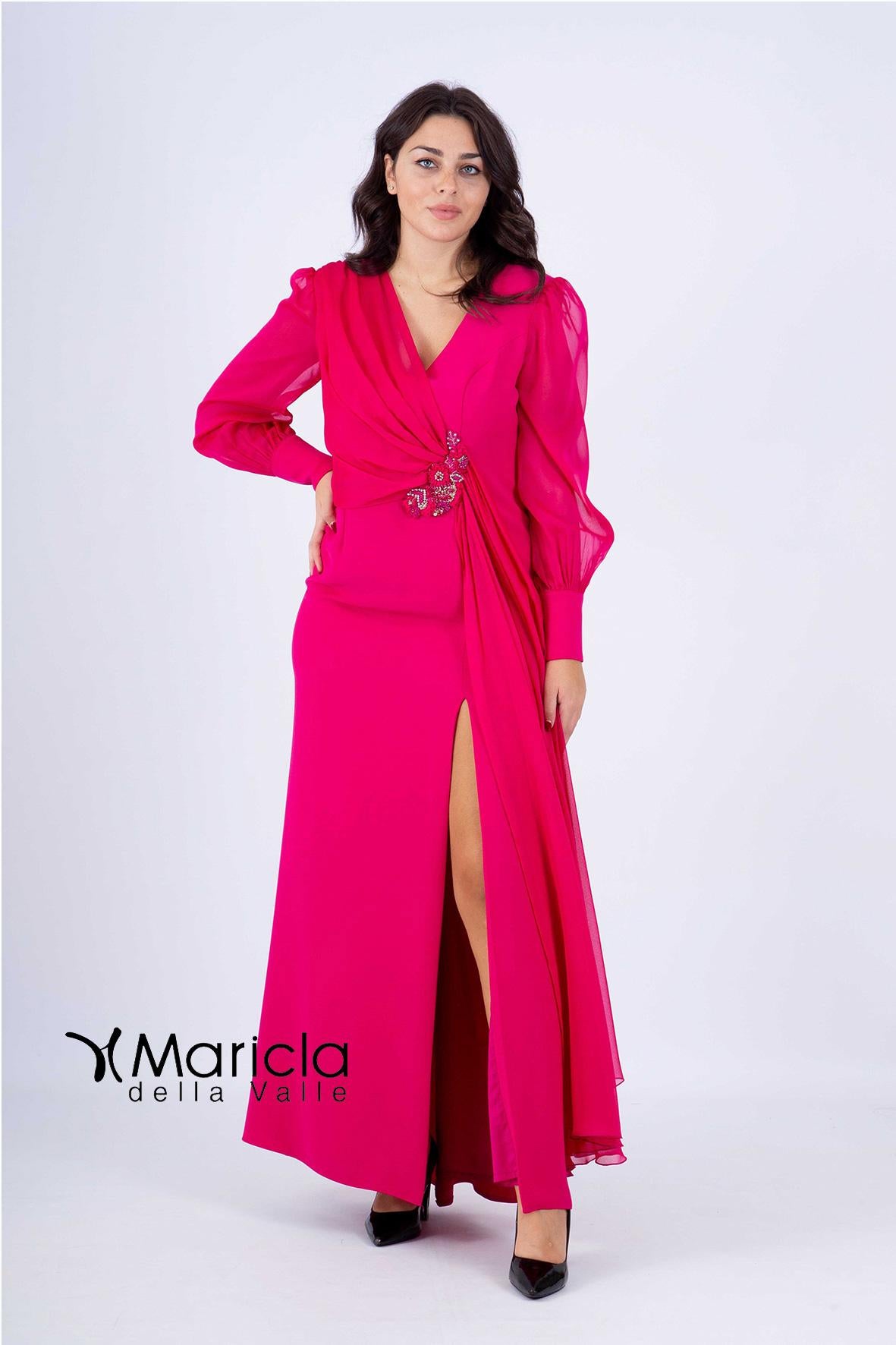 lungo con applic.floreali SP220003 FUXIA SONIA PENA 