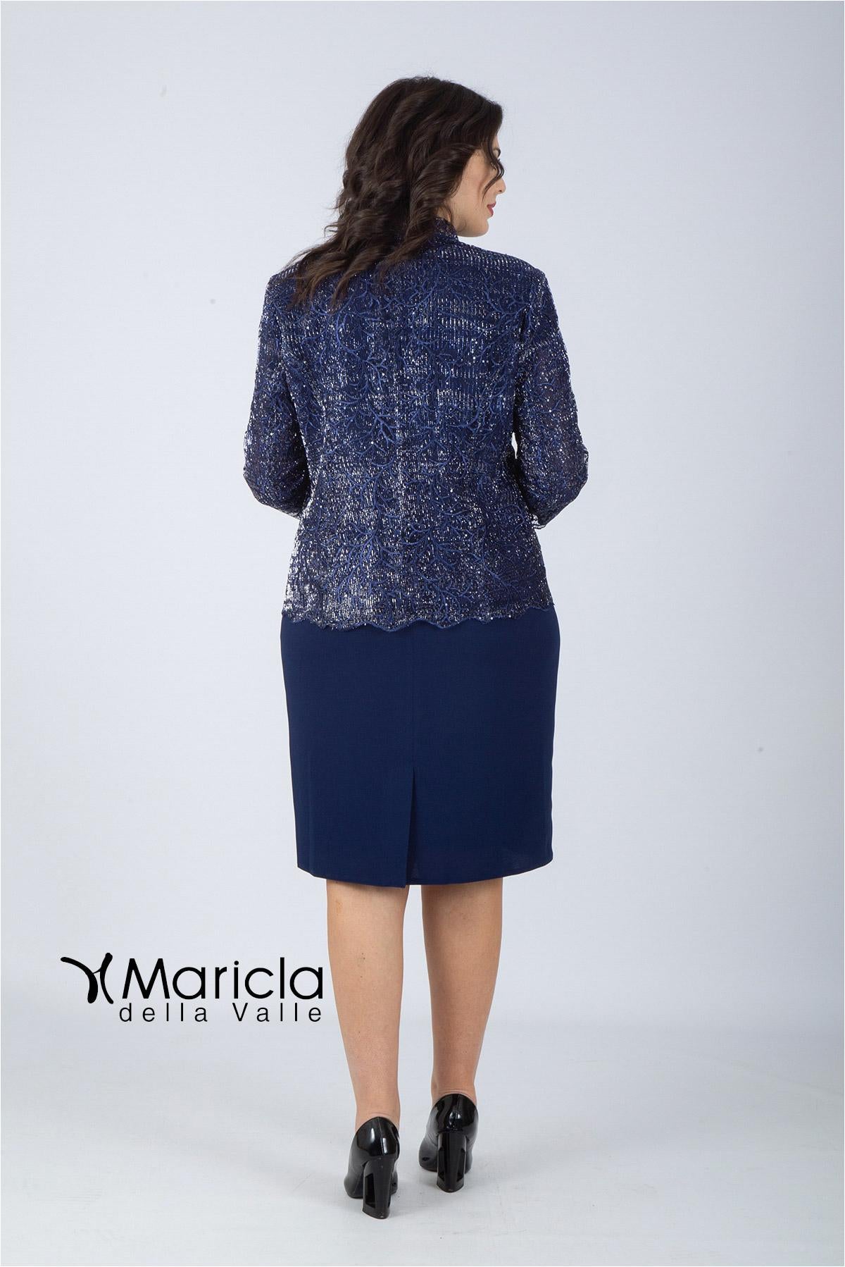 tubino con giacca floreale GU45002 BLU MARICLA ELEGANCE 