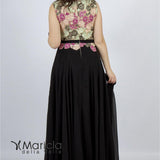Abito con corpetto ricamo ANT19012DX NERO ANTILLE ELEGANCE 