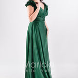 abito glitter con fiore spalla GC30 VERDE GIGLI CERIMONIA 