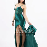 abito lungo corpetto corsetto in strass FP839019 VERDE MARICLA ELEGANCE 