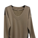 Maglia tinta unita con profili chevron RF1075 BEIGE MARICLA 