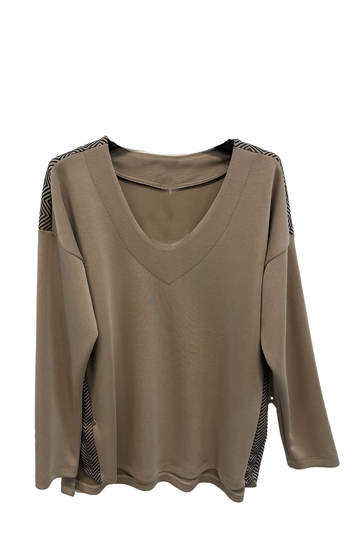 Maglia tinta unita con profili chevron RF1075 BEIGE MARICLA 