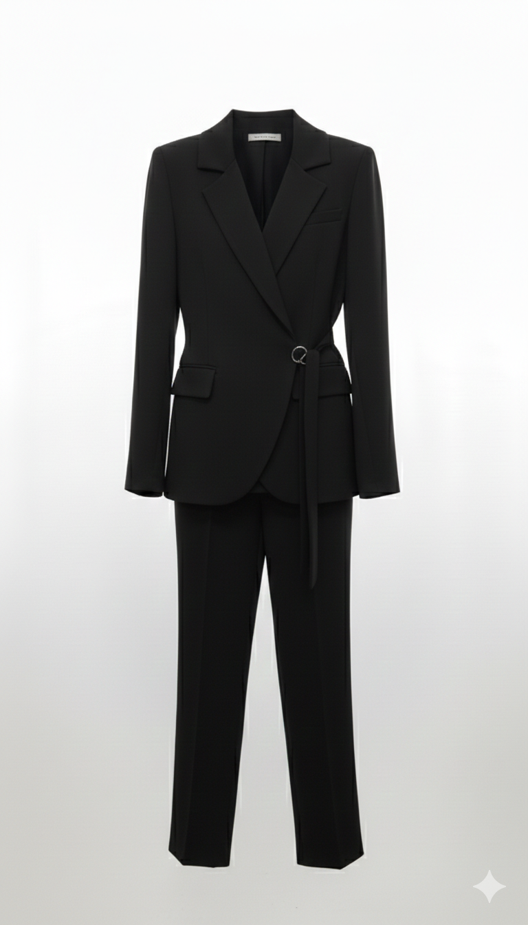 tailleur con giacca incrocio LIBERTY NERO MARICLA 