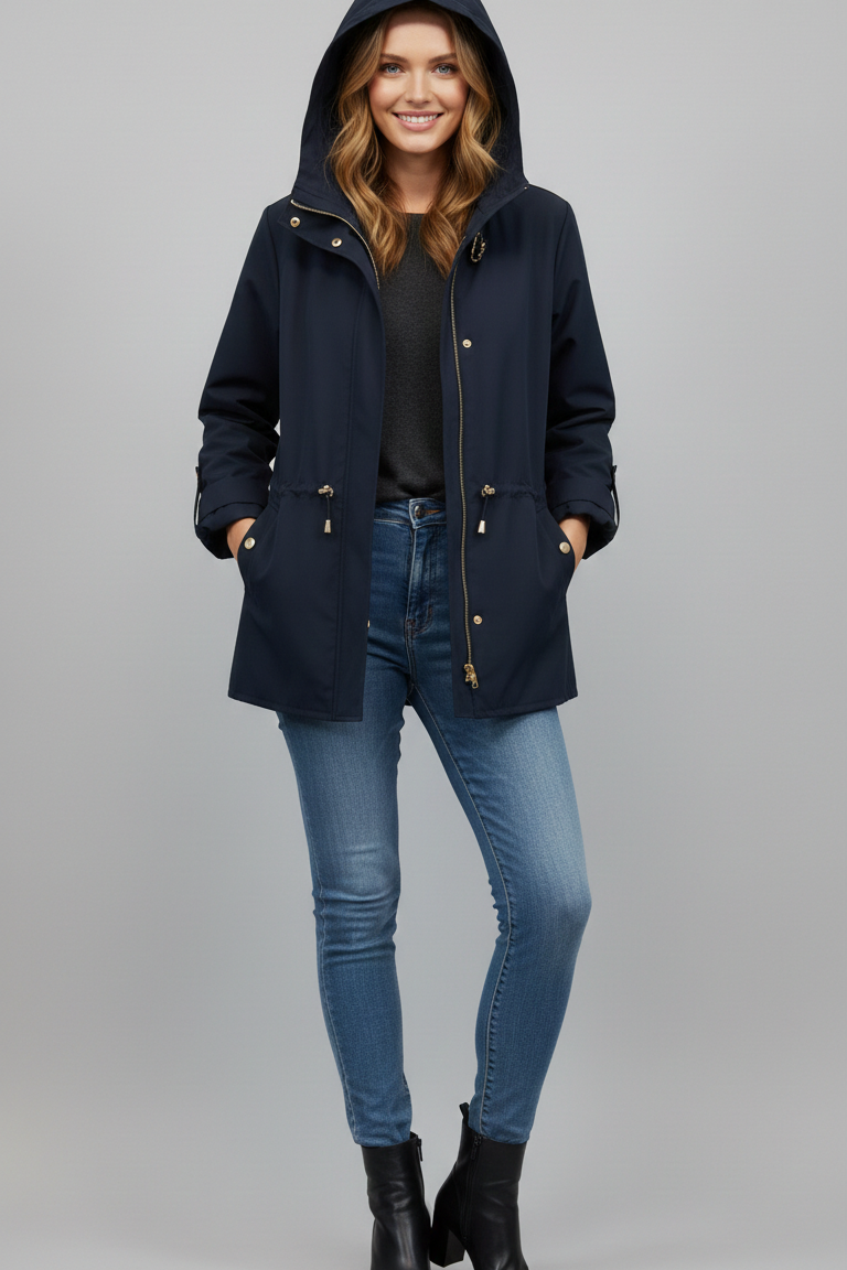 Parka Tecnico "Blu notte " con Cappuccio  Stile e Protezione CF22191 BLU CARLA FERRONI 
