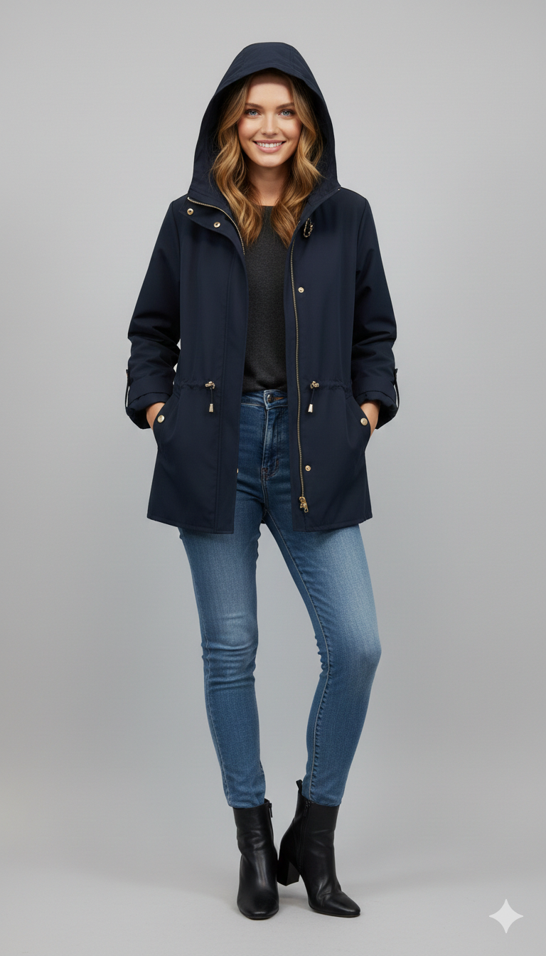 Parka Tecnico "Blu notte " con Cappuccio  Stile e Protezione CF22191 BLU CARLA FERRONI 