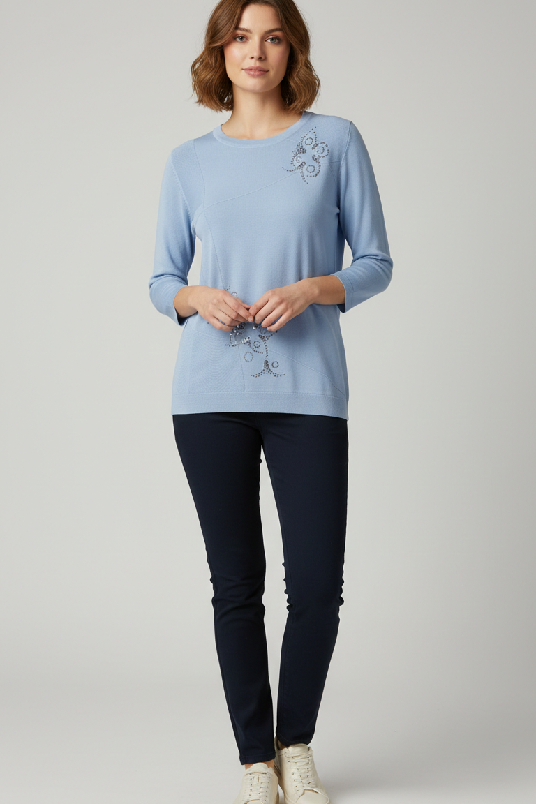 Maglia Strutturata con Ricami Luce CF26294 POLVERE CARLA FERRONI 