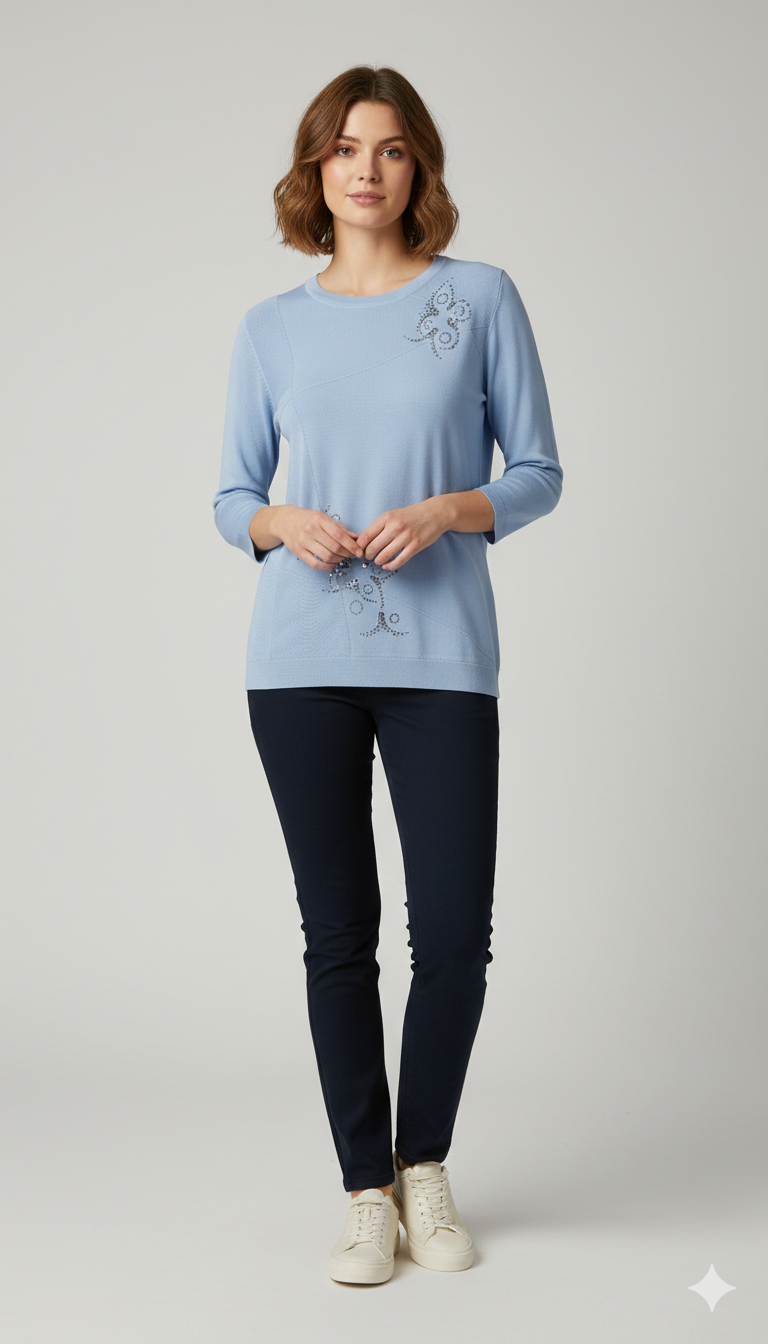 Maglia Strutturata con Ricami Luce CF26294 POLVERE CARLA FERRONI 