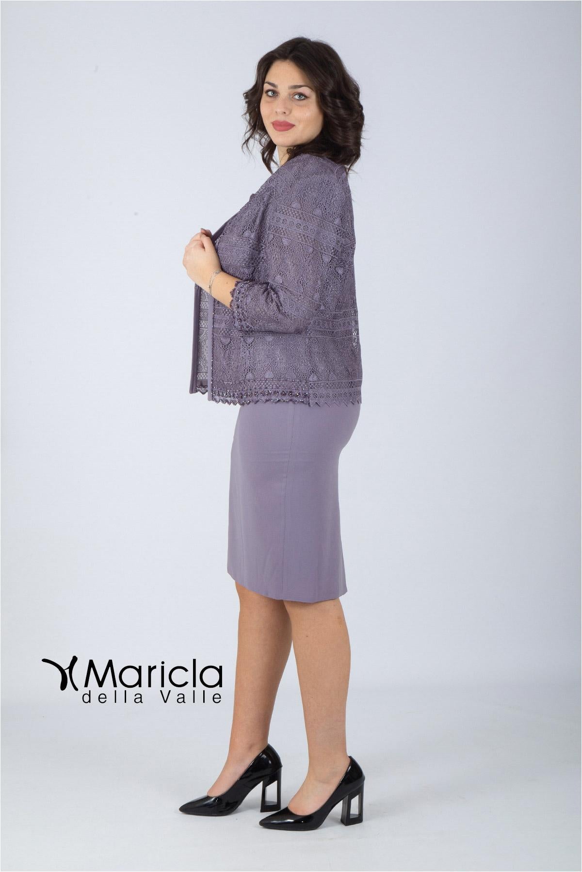 tubino con giacca macramè GU695 GLICINE MARICLA ELEGANCE 