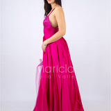 abito lungo corpetto strass RG3805 FUCSIA GIGLI CERIMONIA 